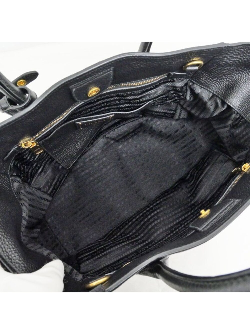 Prada Leather Tote Black Hand Shoulder - Picture 5 of 10